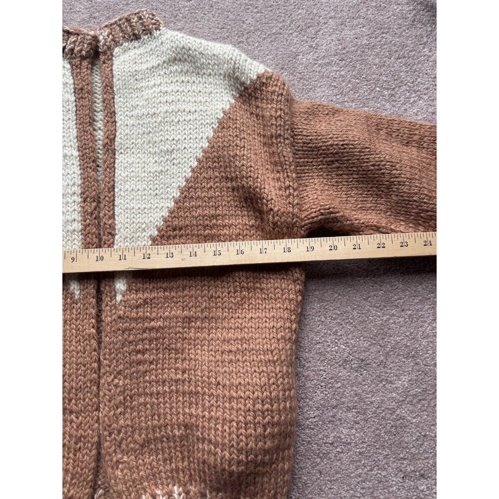 Vintage Hand Knit Cardigan Sweater S Crop Chunky Cottage Core Pockets! - Picture 4 of 7